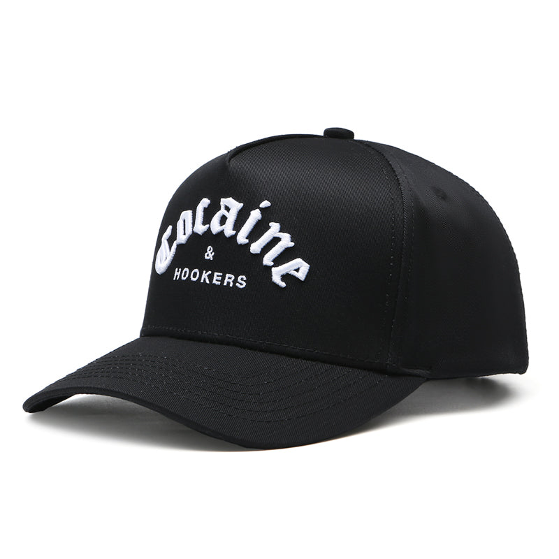 Black Golf Hat with Curved Brim: Cocaine & Hookers