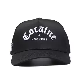 Black Golf Hat with Curved Brim: Cocaine & Hookers