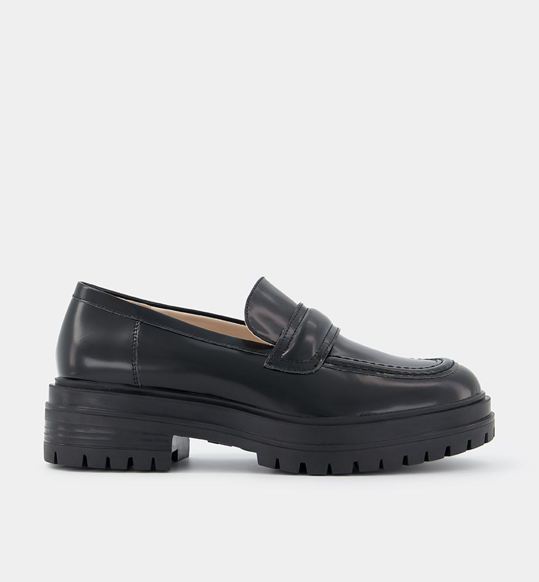 Black Olympia Slip On Leather Loafer