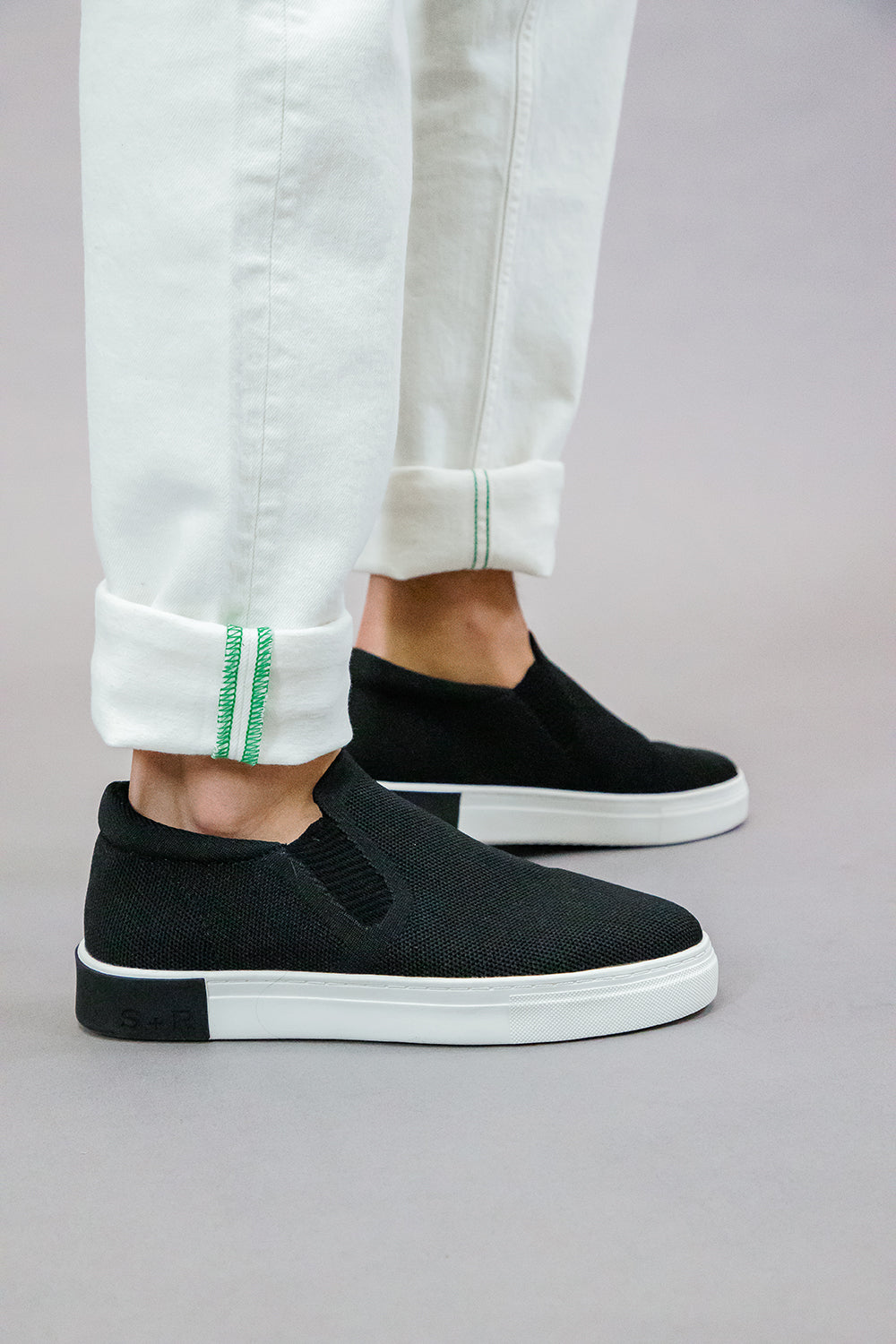 Black Slip-On Shoes.