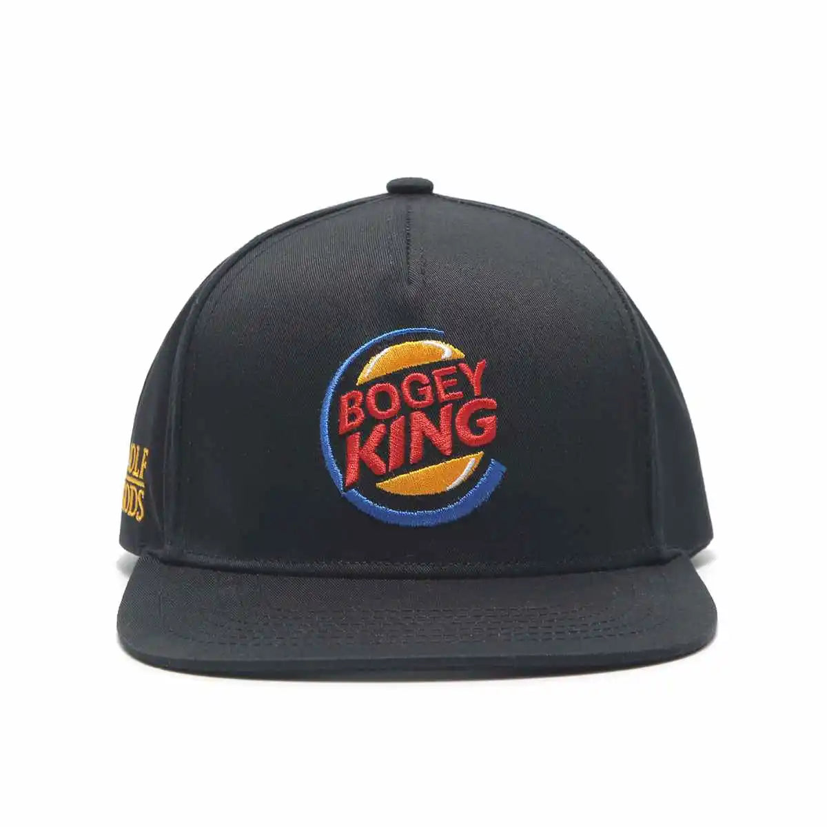 Black Snapback Golf Hat - Flat Brim