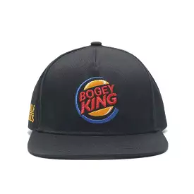 Black Snapback Golf Hat - Flat Brim