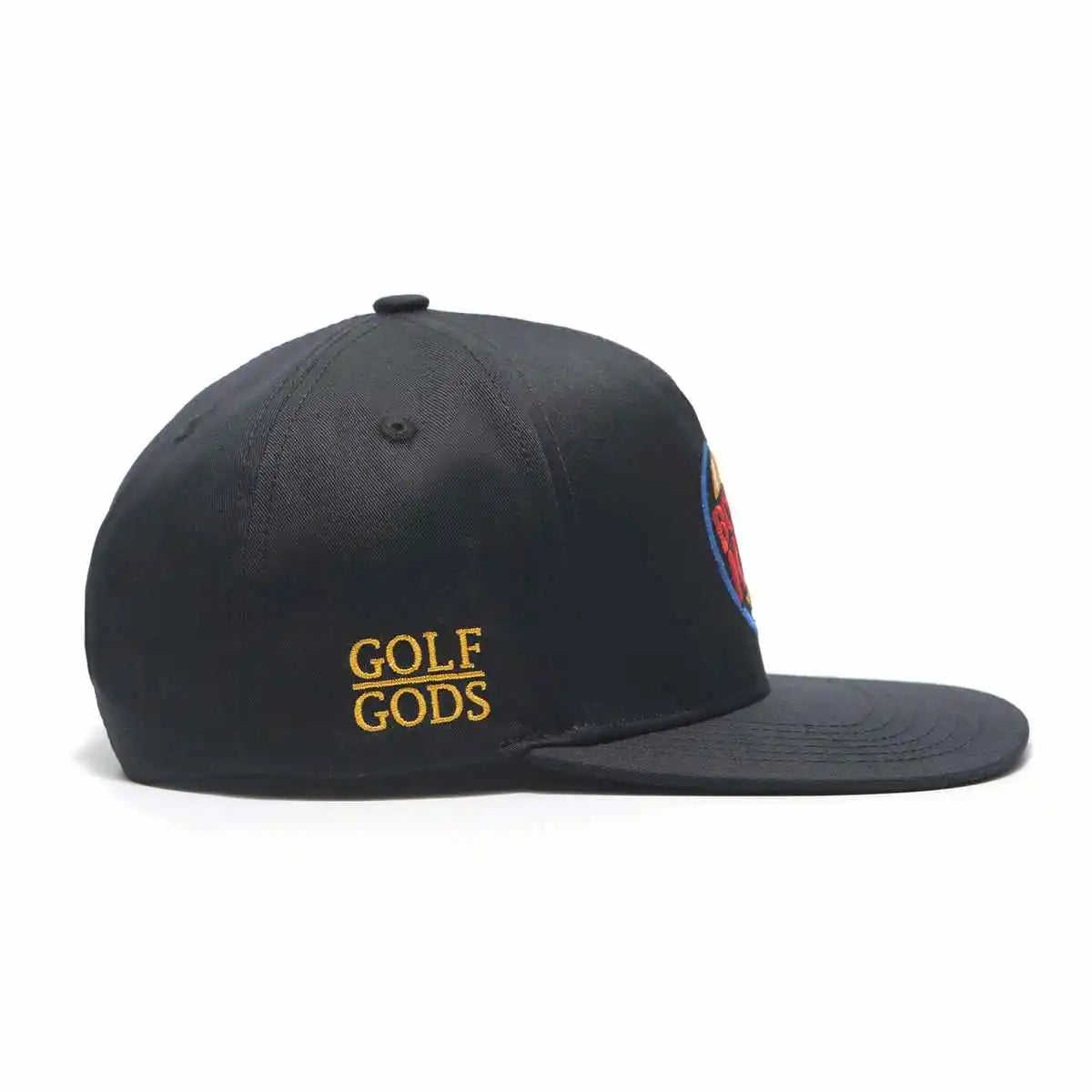 Black Snapback Golf Hat - Flat Brim