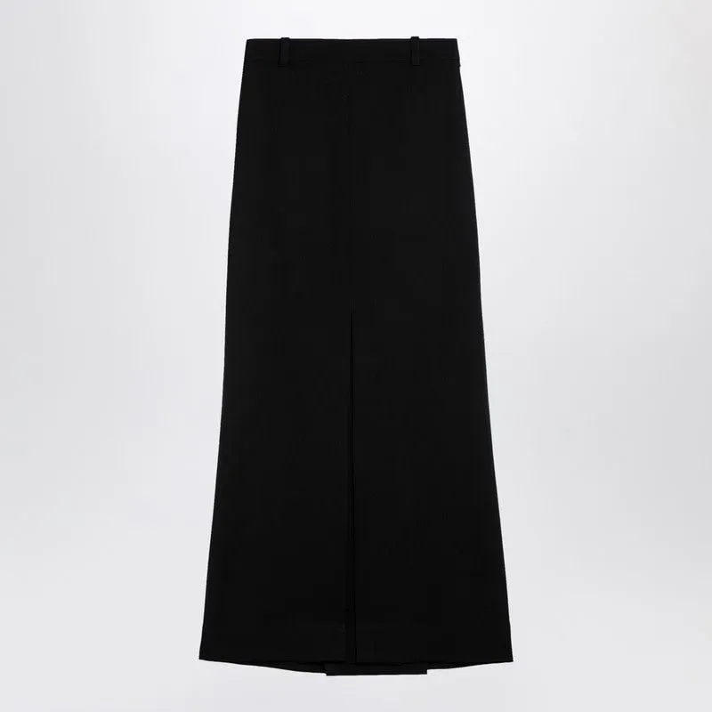 Black Wool Blend Long Skirt