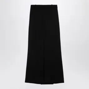 Black Wool Blend Long Skirt