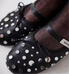 Blessed Leather Ballet Flat Black Stud