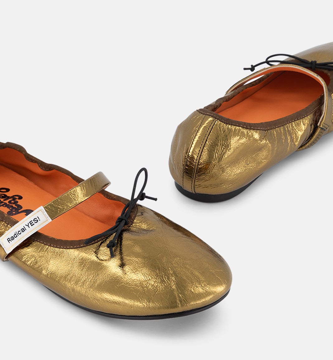 Blessed Leather Ballet Flat in Bronze Crush