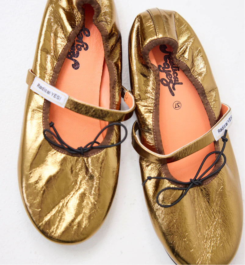 Blessed Leather Ballet Flat in Bronze Crush