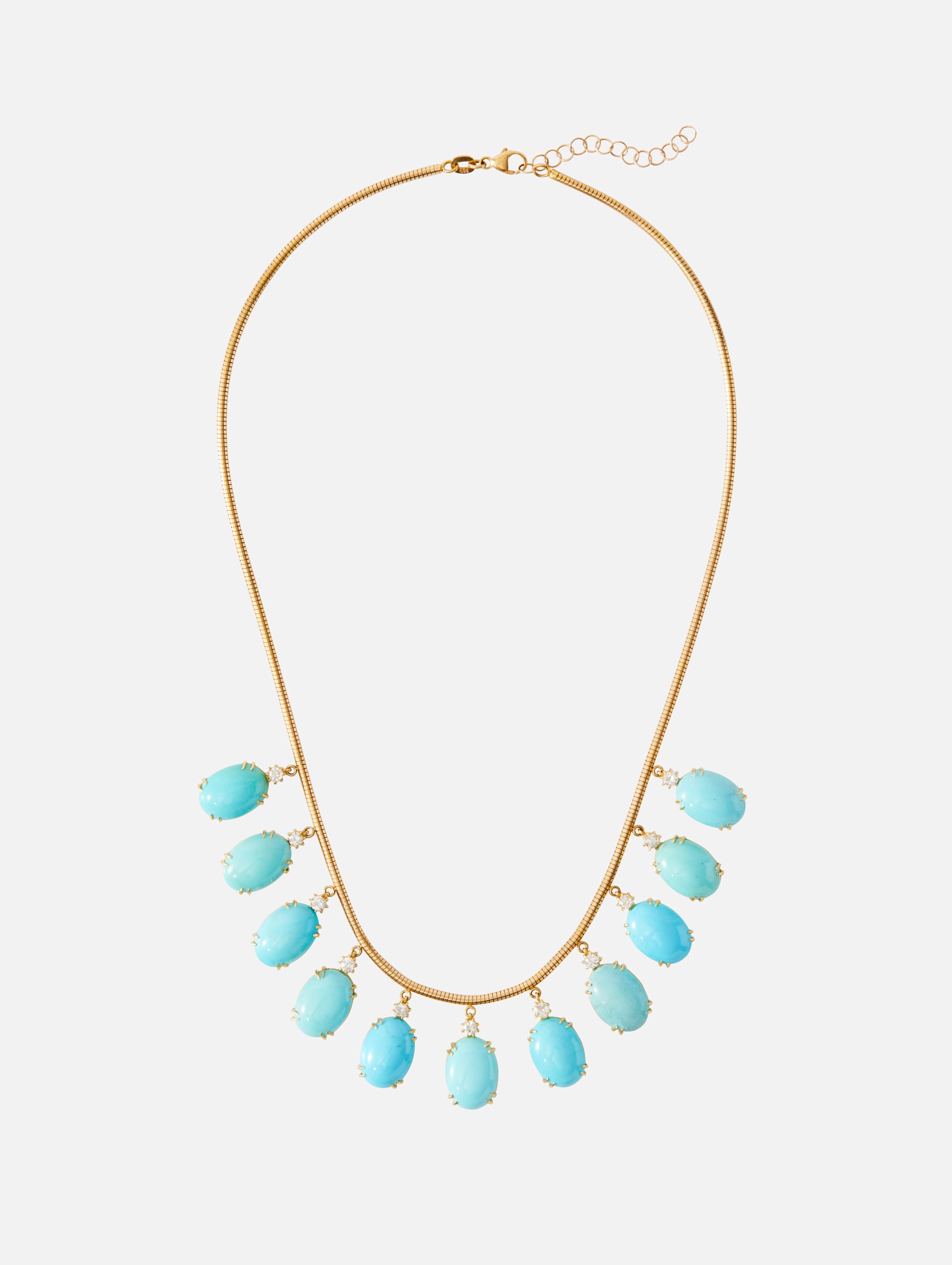 Blue Gemstone & Sparkling Fringe Necklace