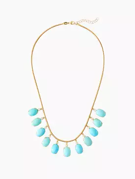 Blue Gemstone & Sparkling Fringe Necklace