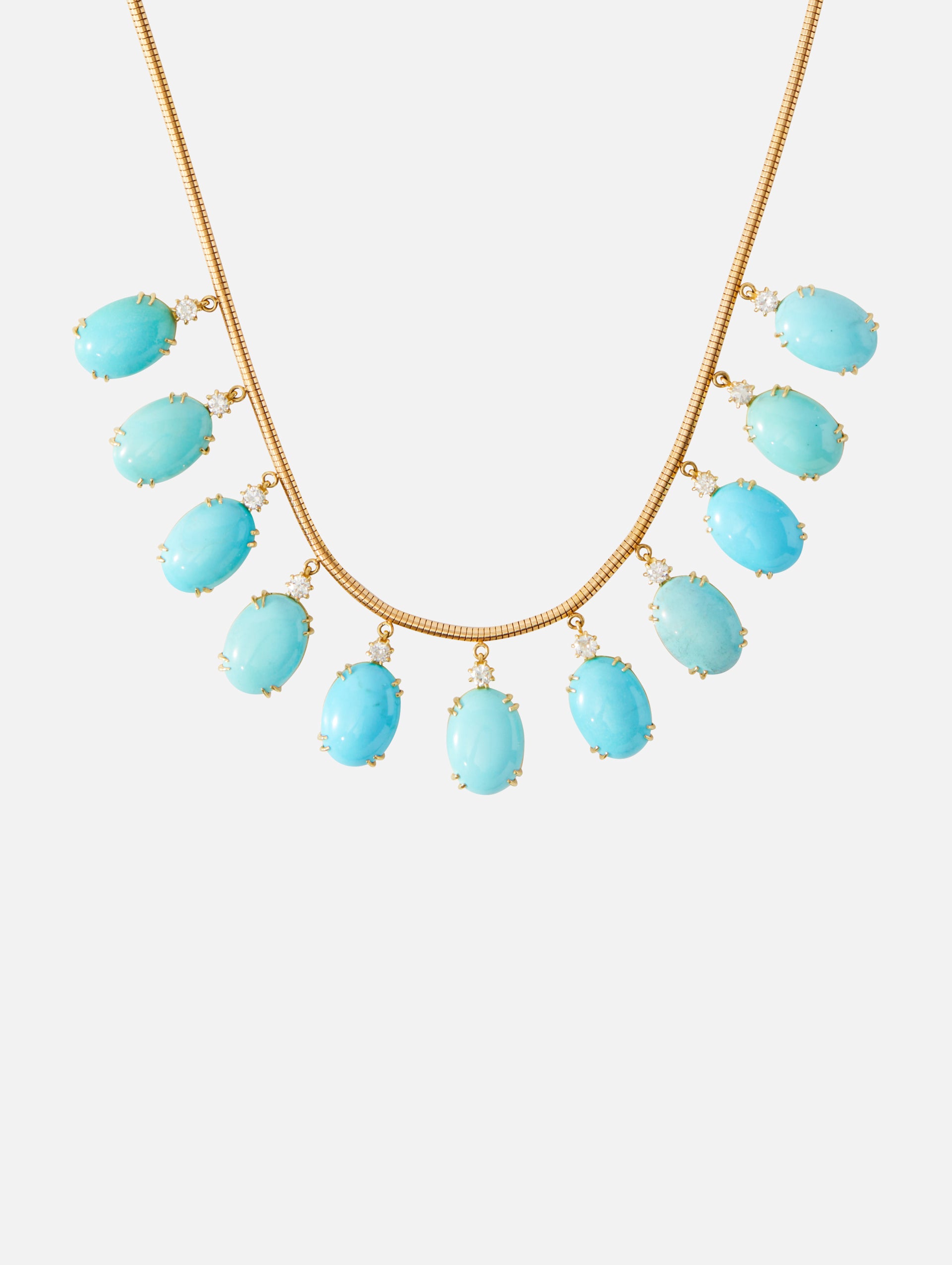 Blue Gemstone & Sparkling Fringe Necklace