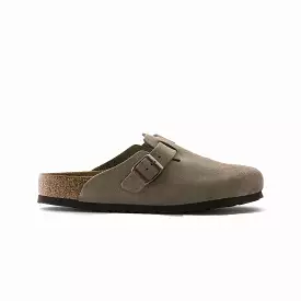 Boston Soft Footbed Suede Leather Gray Taupe Sandals