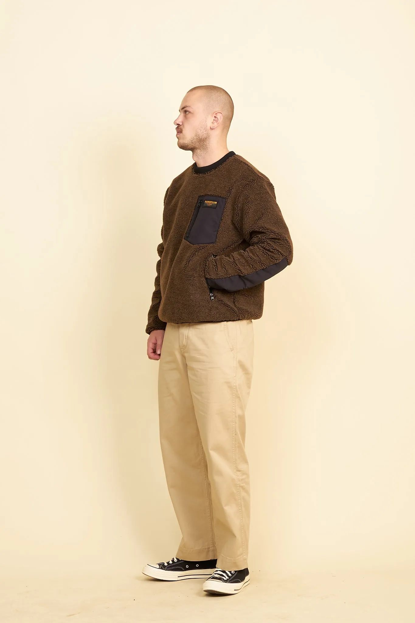 Brown Crew Neck Fleece by Rats