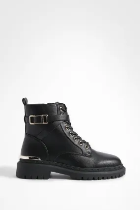 Buckle Lace Biker Boots