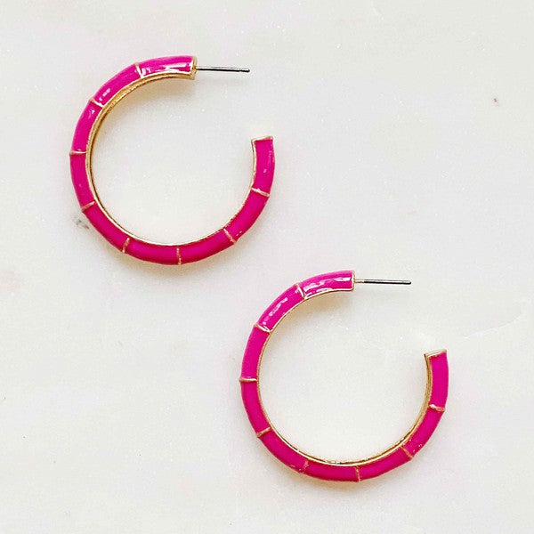 Candy colored hoop earrings.