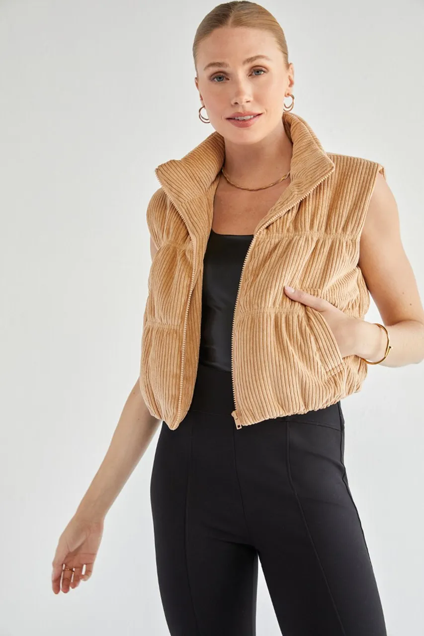 Corduroy Puffer Vest - Cece