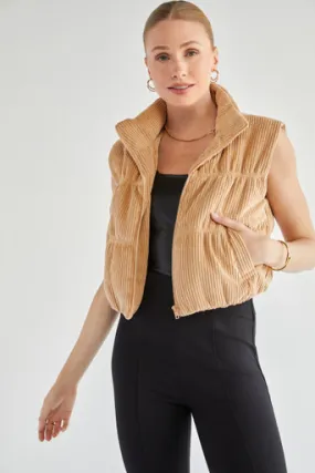 Corduroy Puffer Vest - Cece