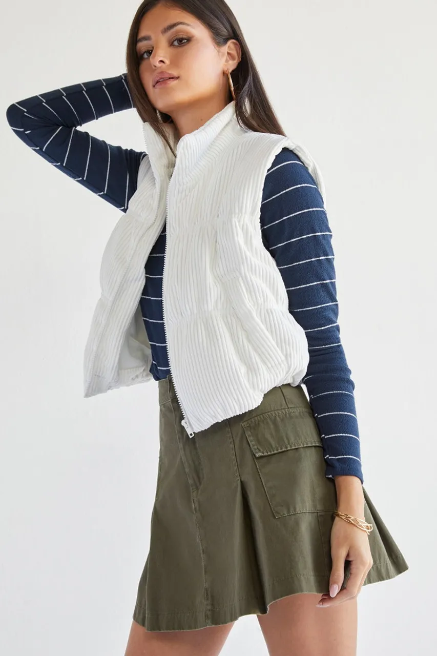 Corduroy Puffer Vest - Cece