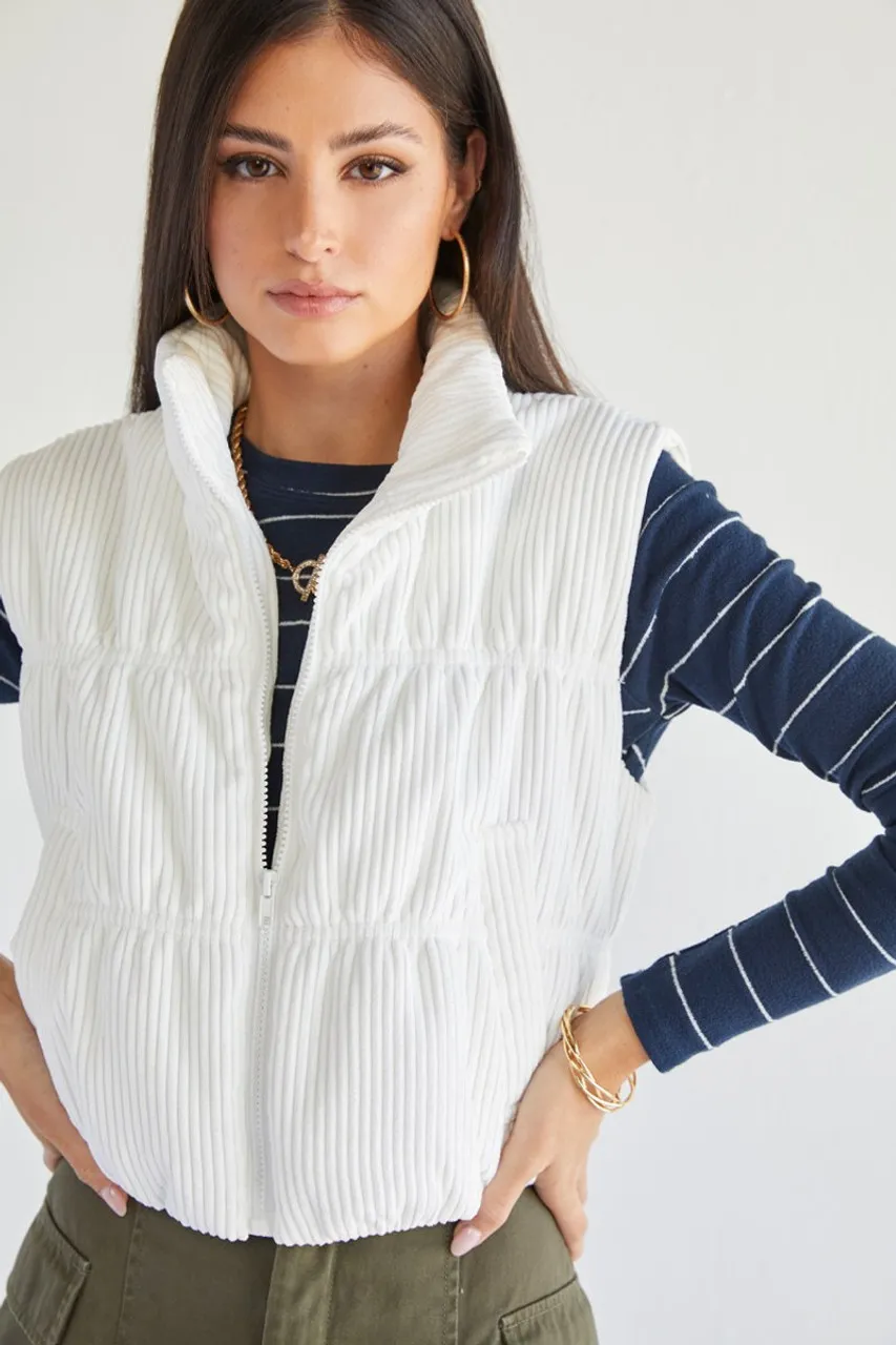 Corduroy Puffer Vest - Cece