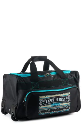 Charcoal and Turquoise Live Free 18-inch Rolling Gear Bag by Cowgirl Hardware