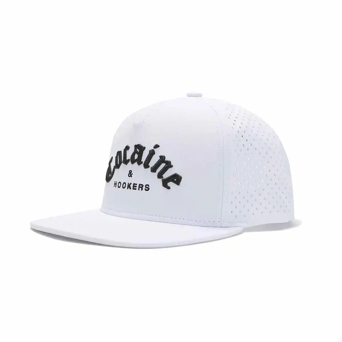 Cocaine & Hookers Golf Hat - White Flat Brim - TOUR PRO - Buy now.