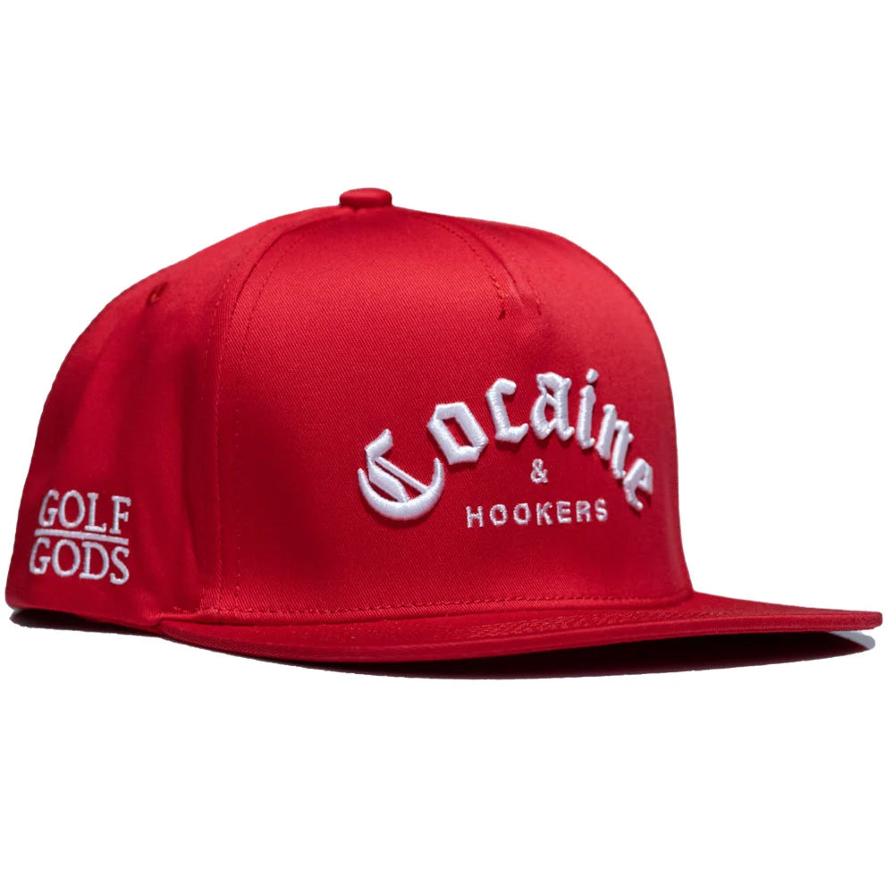 Cocaine and Hookers Golf Hat with Red SnapBack