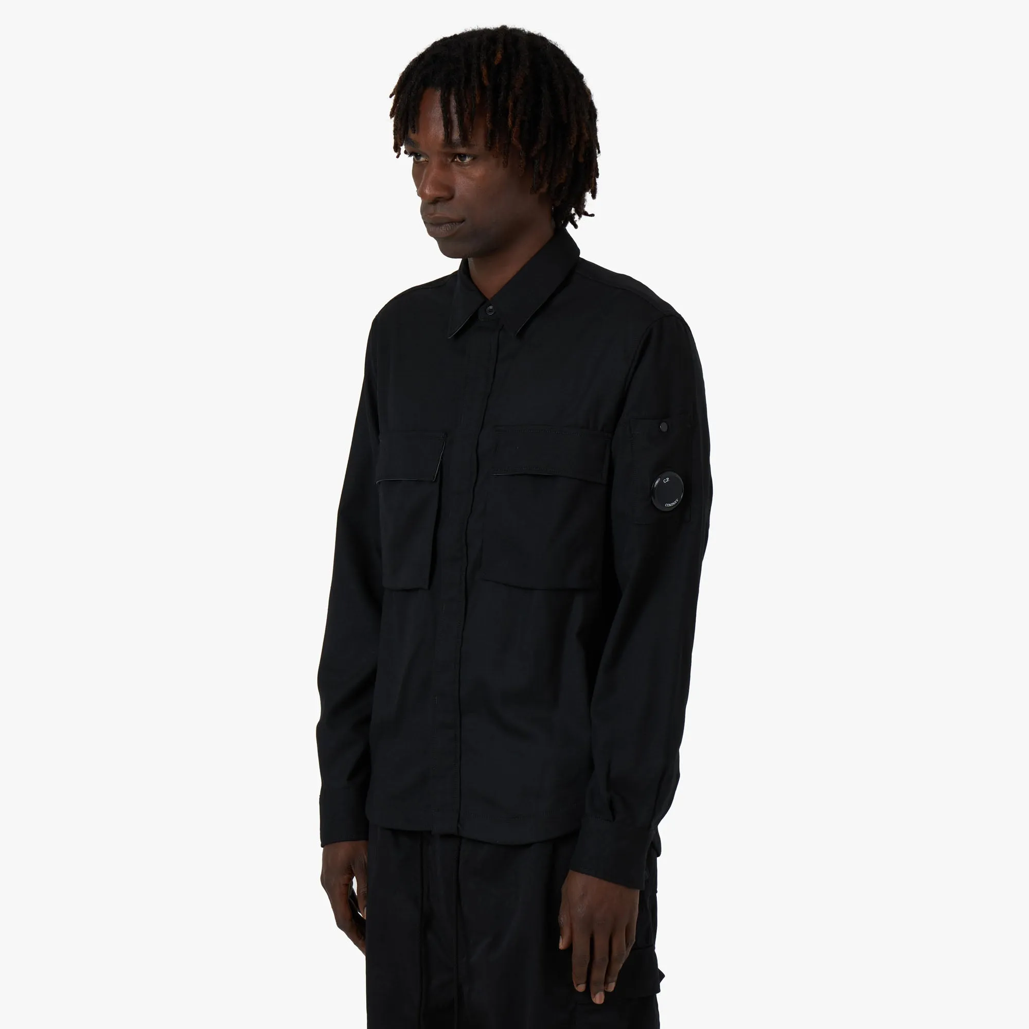 C.P. Company Wool Gabardine Shirt in Black