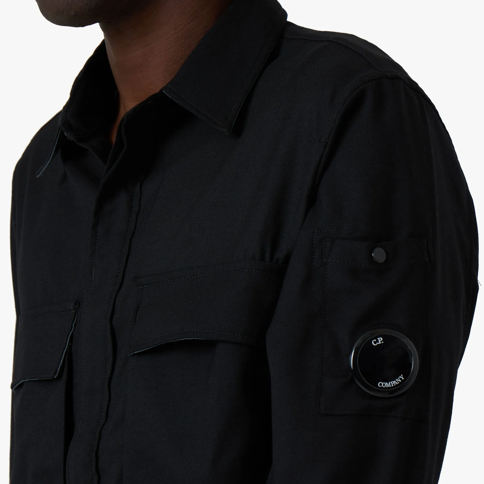 C.P. Company Wool Gabardine Shirt in Black