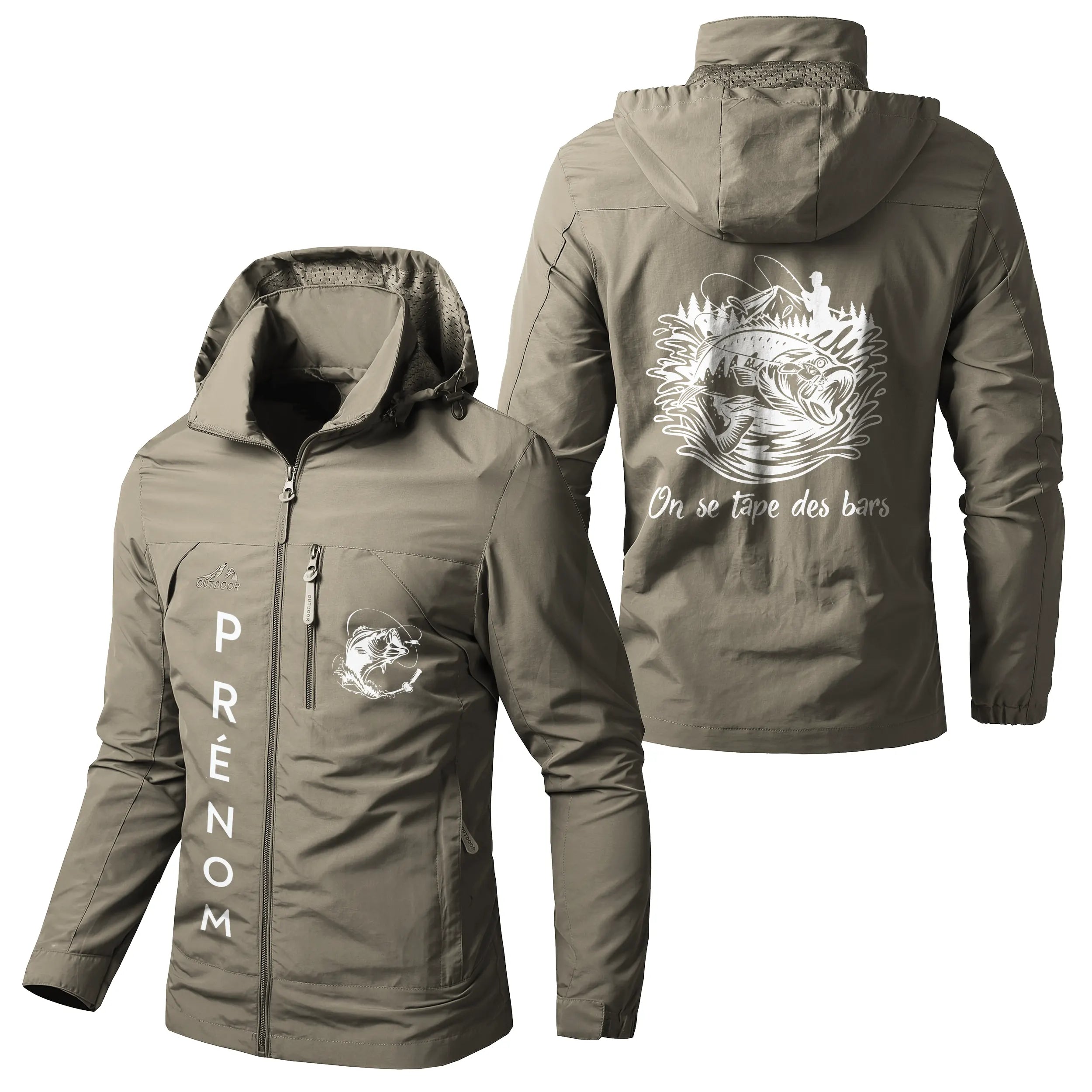 Custom Personalized Waterproof and Windproof Jacket - Bar Hopping and Sea Bass Fishing - CT05092356