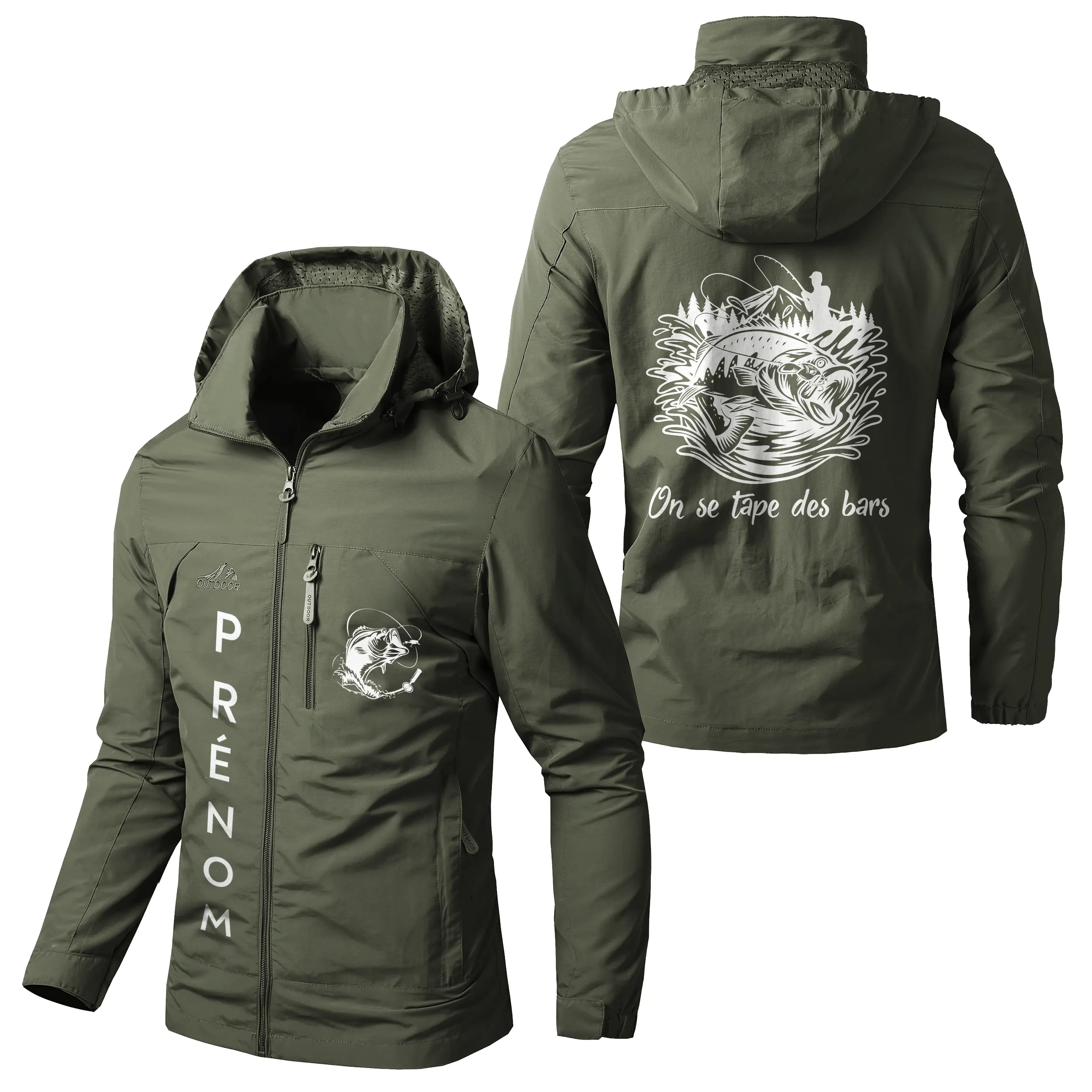 Custom Personalized Waterproof and Windproof Jacket - Bar Hopping and Sea Bass Fishing - CT05092356