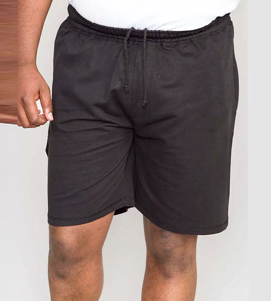 Big and Tall Men's Black Lightweight Fleece Cargo Shorts (John Black)