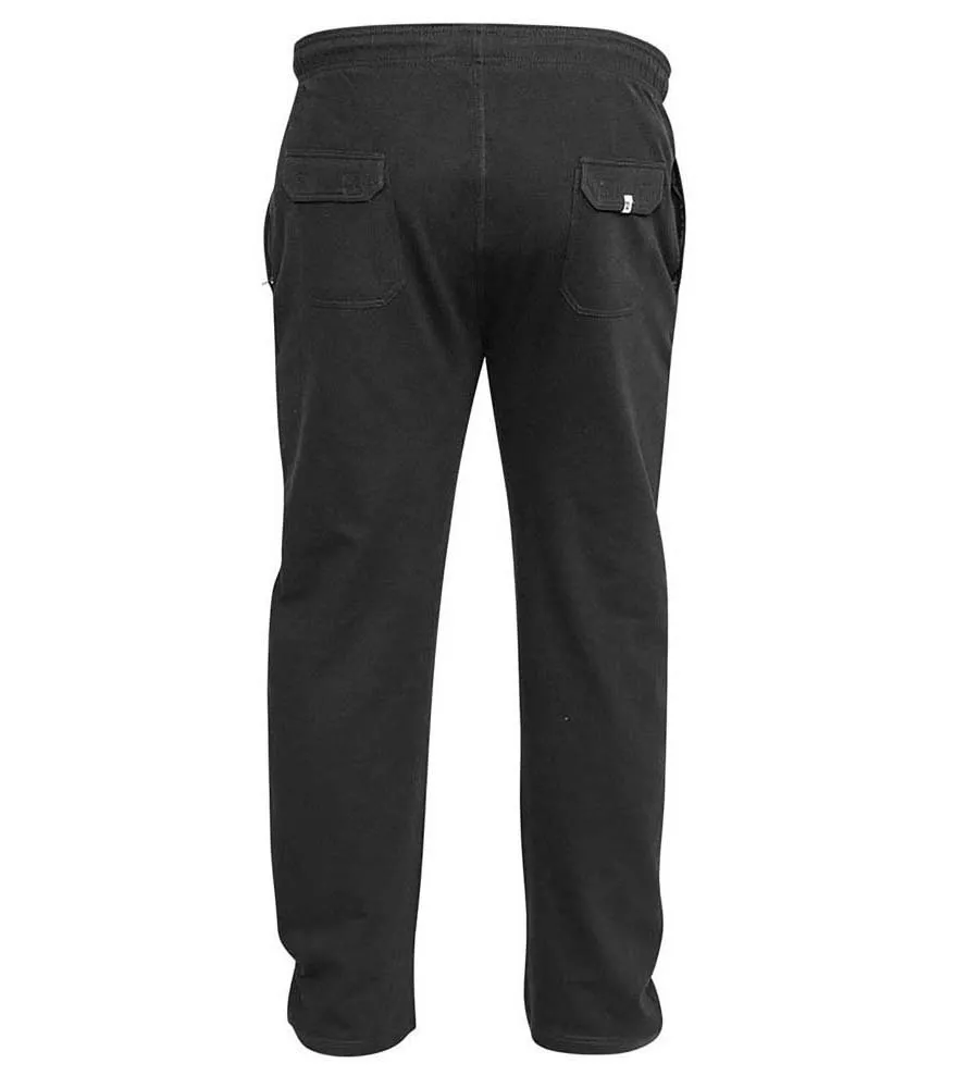 D555 Big Mens Black Lightweight Fleece Open Hem Jogging Bottom (RORY BLACK)