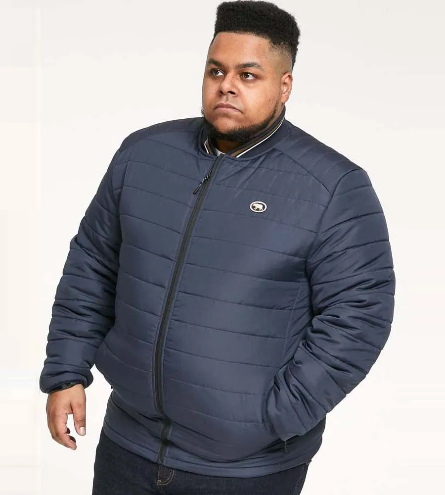 D555 Big Men's Navy Puffer Jacket Rib Collar Tipping Jeremy 1