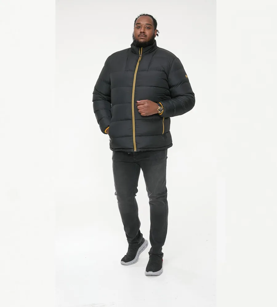 Big Mens Puffer Jacket with Binding on Cuffs and Embroidery Badge by D555 CRISTIANO