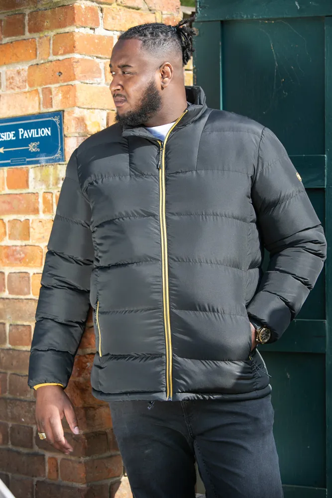 Big Mens Puffer Jacket with Binding on Cuffs and Embroidery Badge by D555 CRISTIANO