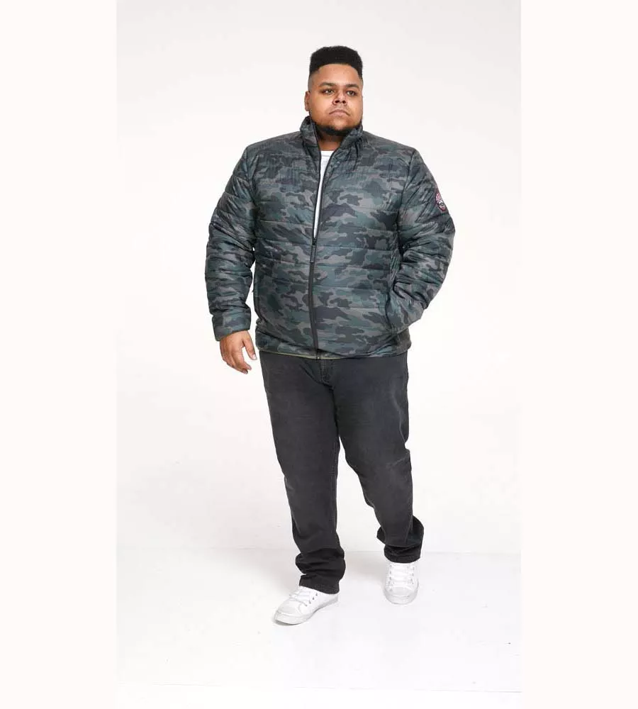 D555 Big Men's Puffer Jacket Camouflage Print Peter