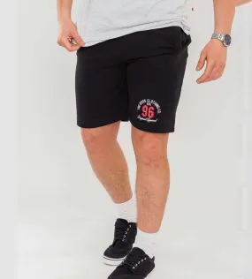 D555 Mens Black Fleece Shorts Elasticated Waist Embroidery Amp Applique TOMPKINS 1