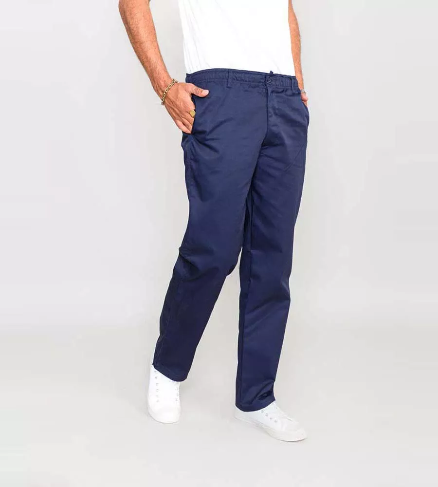 D555 Mens Navy Rugby Trousers Pants Full Elasticated Waist BASILIO NAVY