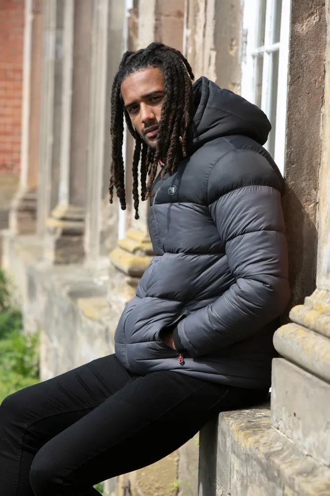 Mens Quilted Puffer Jacket with Full Sherpa Lining by D555 WORRALL