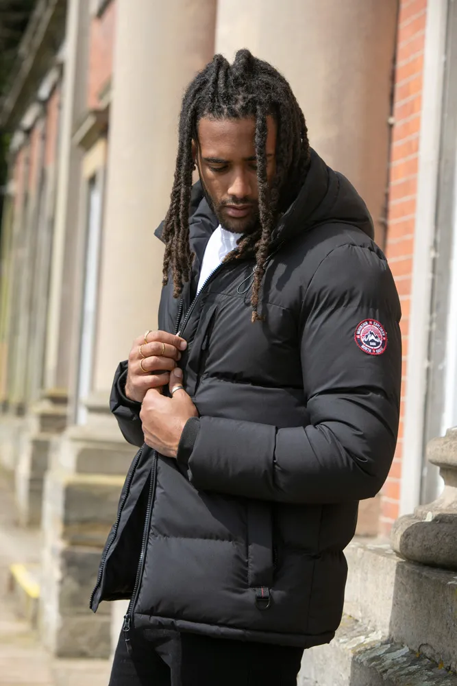 Mens Quilted Puffer Jacket with Half Micro Fleece Lining and Hood by D555 DOMENIC