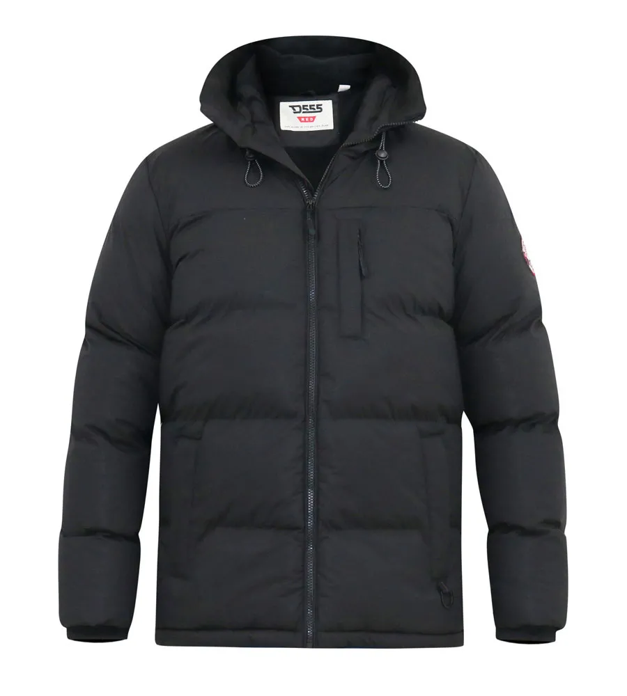 Mens Quilted Puffer Jacket with Half Micro Fleece Lining and Hood by D555 DOMENIC