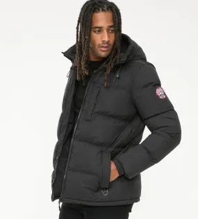 Mens Quilted Puffer Jacket with Half Micro Fleece Lining and Hood by D555 DOMENIC