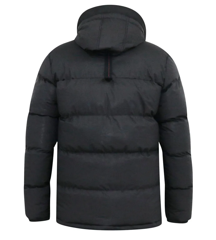 Mens Quilted Puffer Jacket with Half Micro Fleece Lining and Hood by D555 DOMENIC