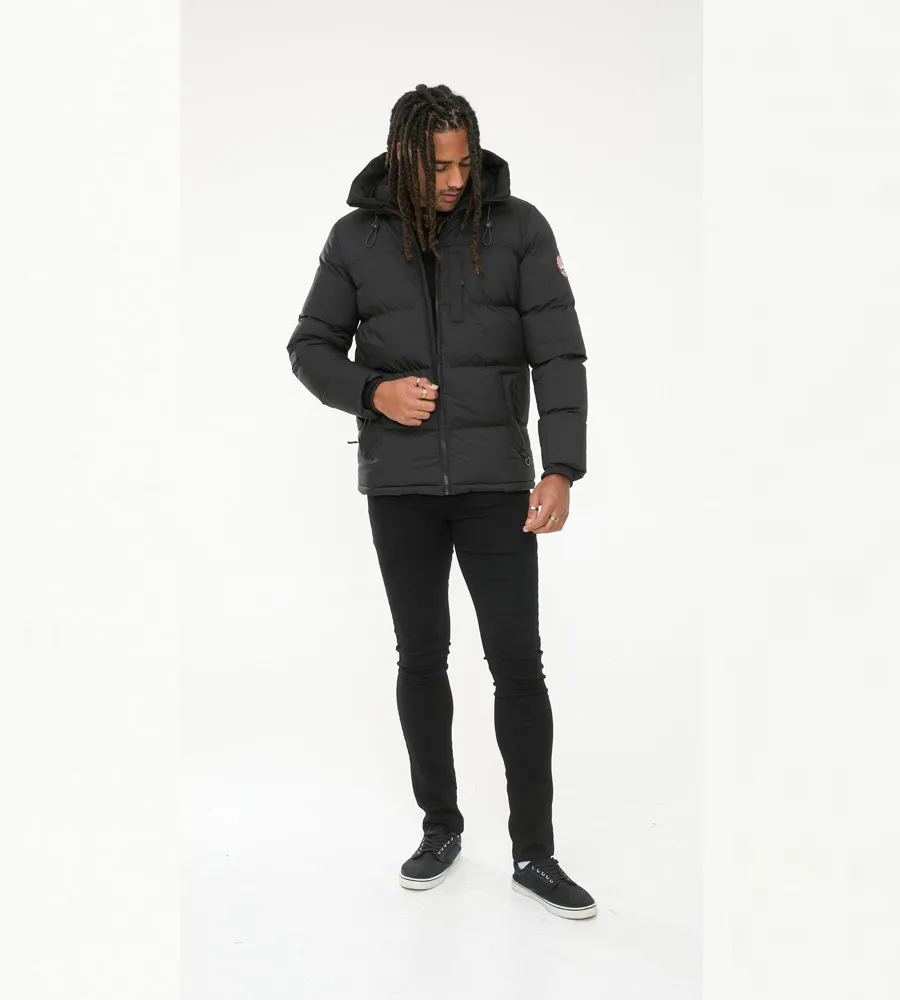 Mens Quilted Puffer Jacket with Half Micro Fleece Lining and Hood by D555 DOMENIC