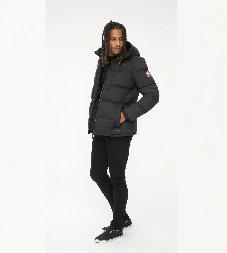 Mens Quilted Puffer Jacket with Half Micro Fleece Lining and Hood by D555 DOMENIC