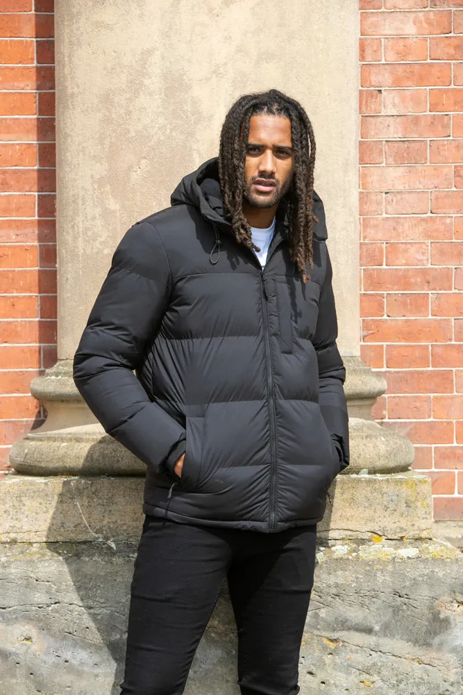 Mens Quilted Puffer Jacket with Half Micro Fleece Lining and Hood by D555 DOMENIC