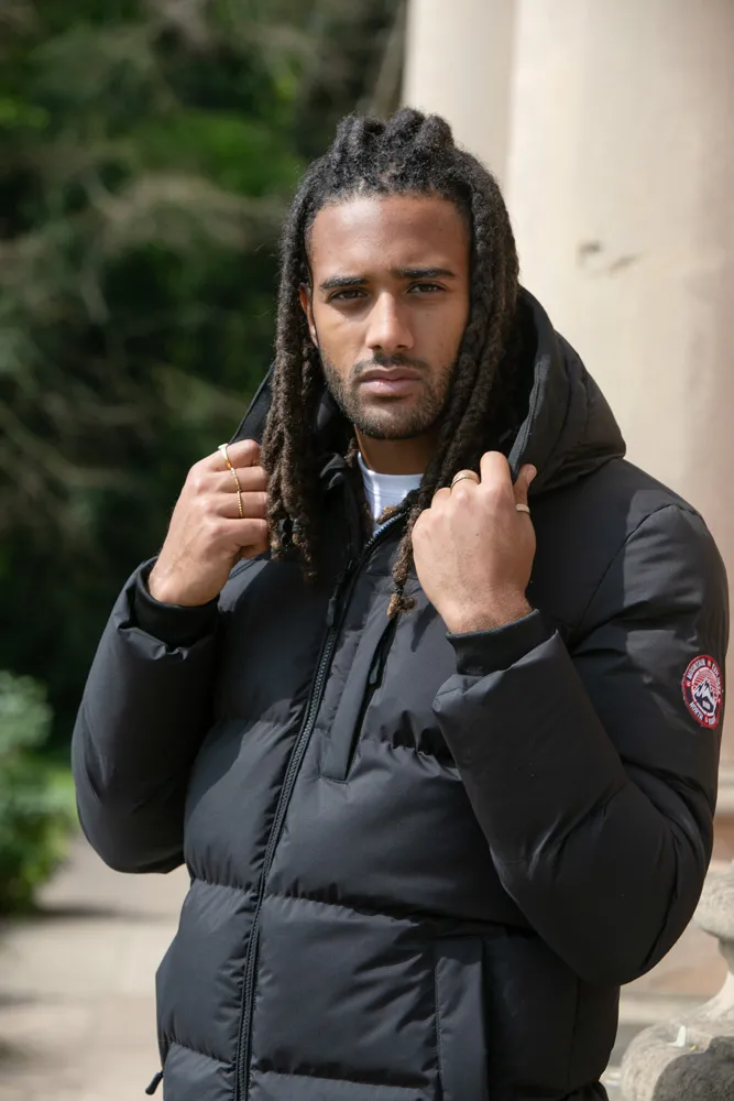 Mens Quilted Puffer Jacket with Half Micro Fleece Lining and Hood by D555 DOMENIC