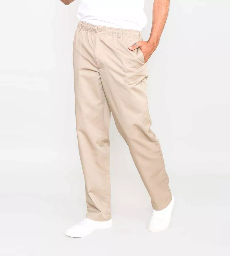 D555 Mens Stone Rugby Trousers Pants Elasticated Waist (BASILIO STONE)