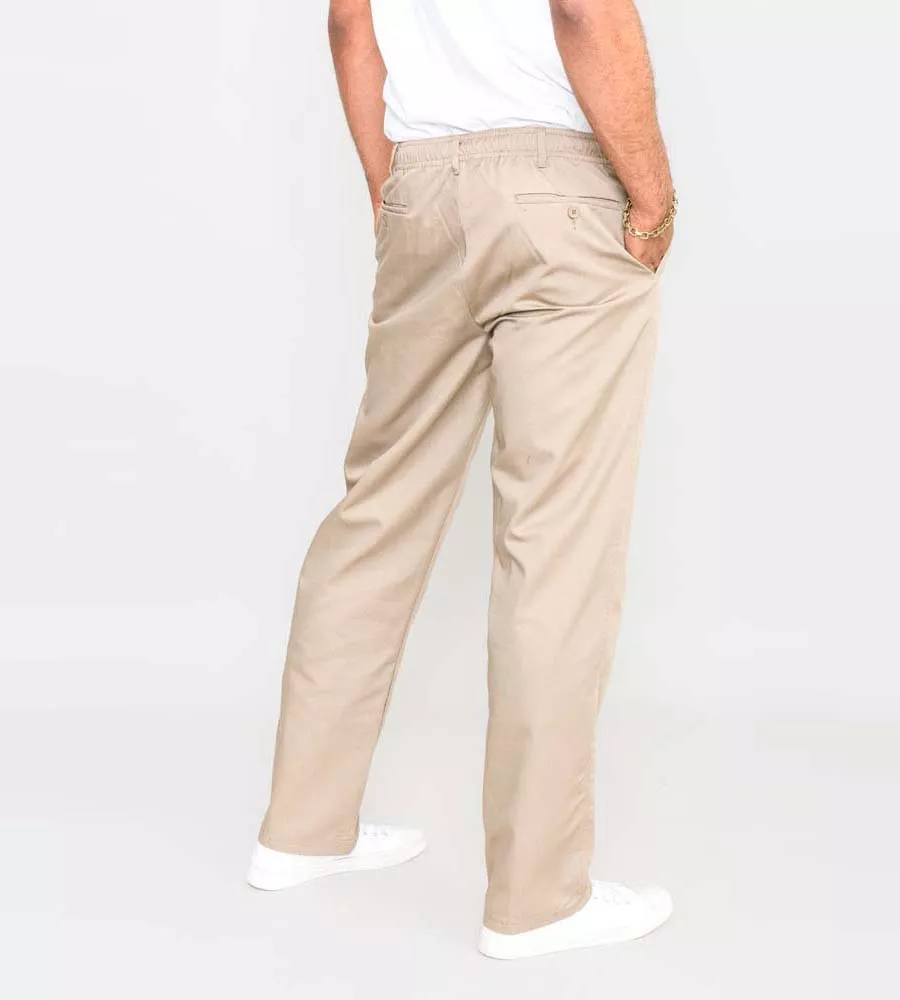 D555 Mens Stone Rugby Trousers Pants Elasticated Waist (BASILIO STONE)