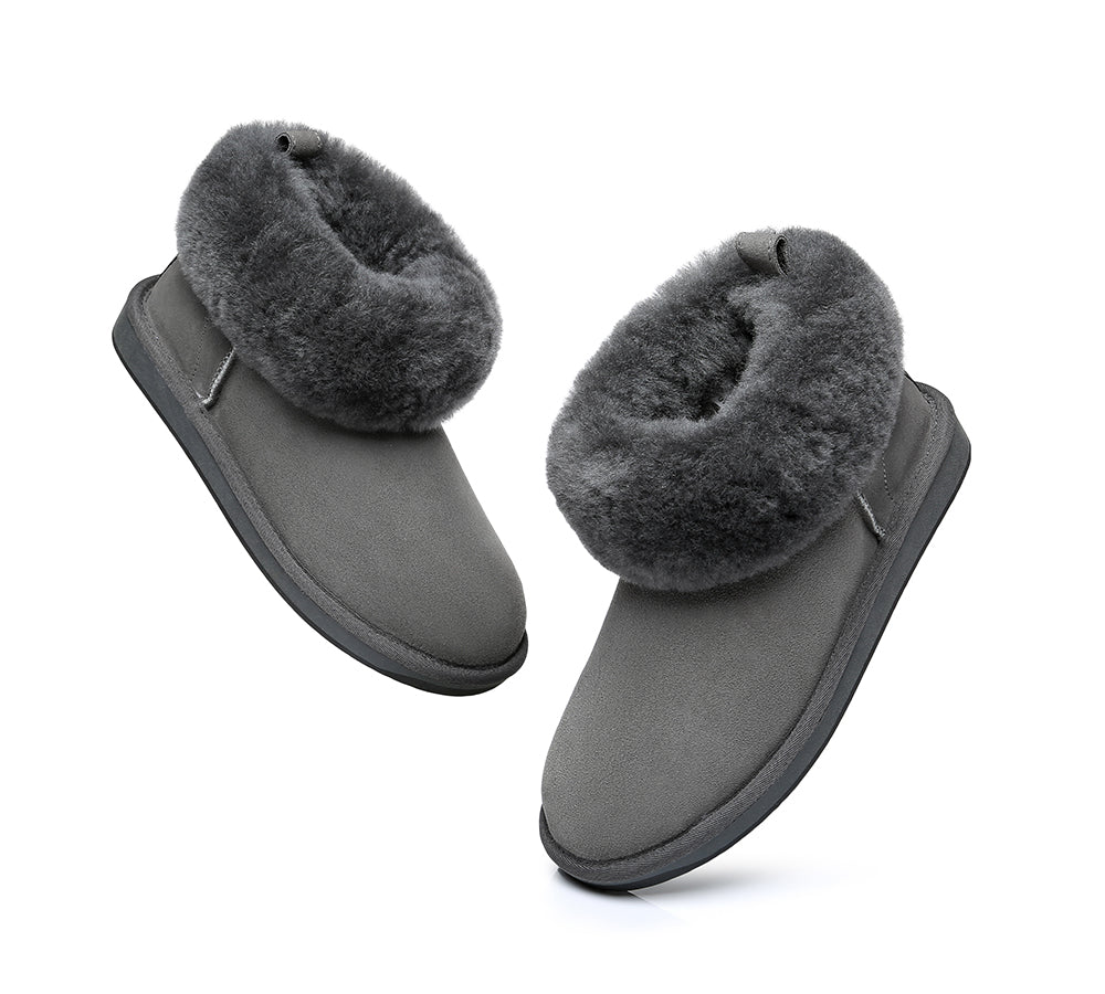 Emmy Women's Sheepskin Slippers with Fluffy Collar by TARRAMARRA